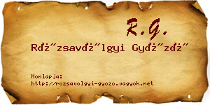 Rózsavölgyi Győző névjegykártya